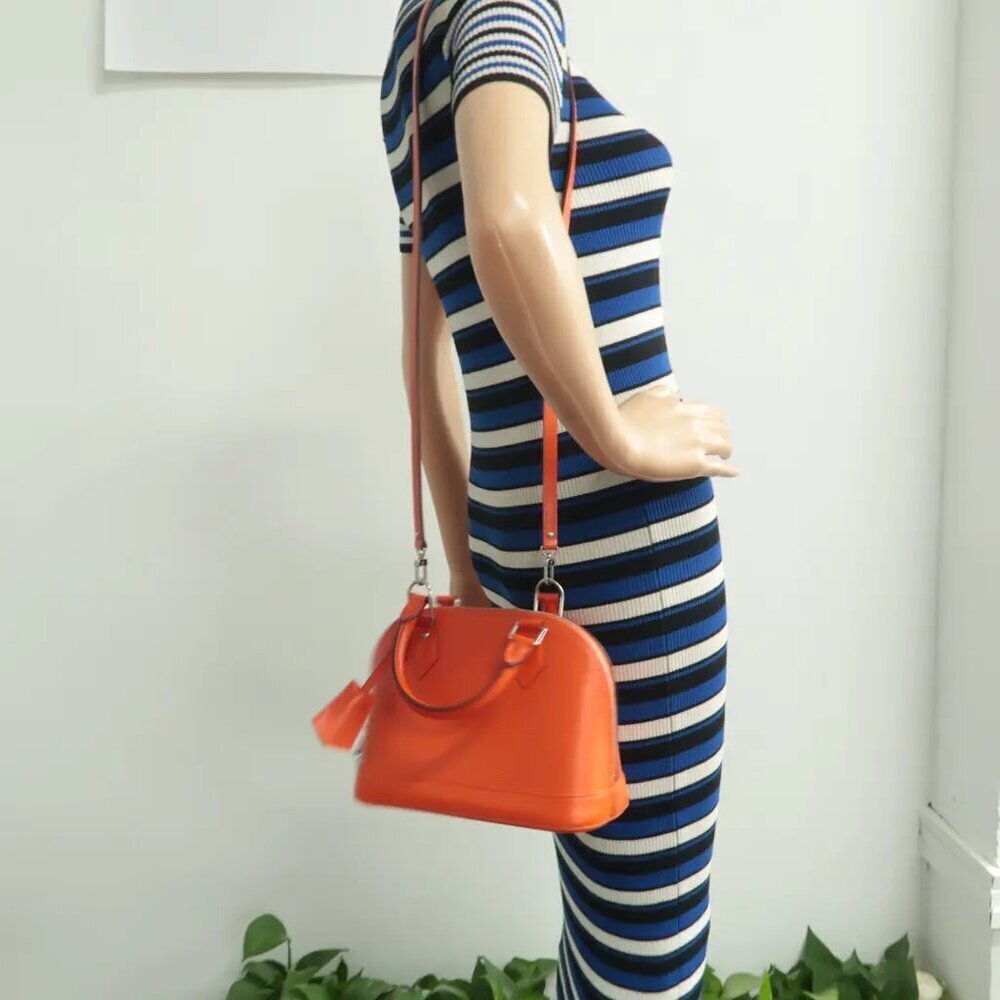 100% Authentic Louis Vuitton Alma BB Orange EPI Leather Satchel 824-06124 - Picture 12 of 12